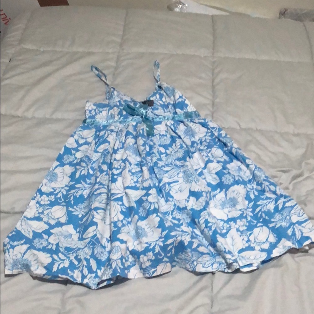 Blue floral dress sz S empire waist